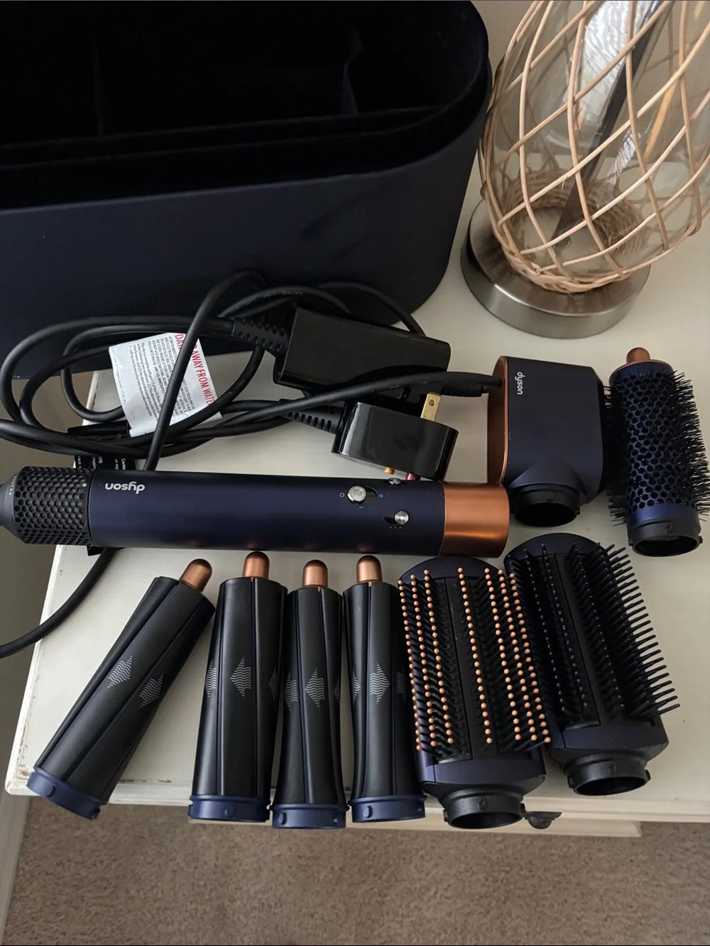 Dyson Blue and Copper Airwrap Complete Hair Styler with Attachments